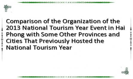 Comparison of the Organization of the 2013 National Tourism Year Event in Hai Phong with Some Other Provinces and Cities That Previously Hosted the National Tourism Year