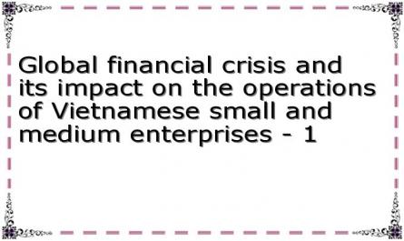 Global financial crisis and its impact on the operations of Vietnamese small and medium enterprises - 1