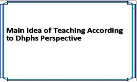 Main Idea of ​​Teaching According to Dhphs Perspective