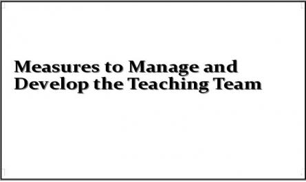 Measures to Manage and Develop the Teaching Team