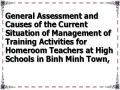 General Assessment and Causes of the Current Situation of Management of Training Activities for Homeroom Teachers at High Schools in Binh Minh Town,