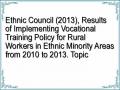 Ethnic Council (2013), Results of Implementing Vocational Training Policy for Rural Workers in Ethnic Minority Areas from 2010 to 2013. Topic