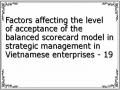 Factors affecting the level of acceptance of the balanced scorecard model in strategic management in Vietnamese enterprises - 19