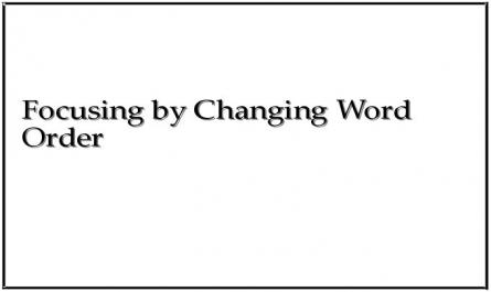 Focusing by Changing Word Order