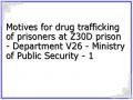 Motives for drug trafficking of prisoners at Z30D prison - Department V26 - Ministry of Public Security - 1