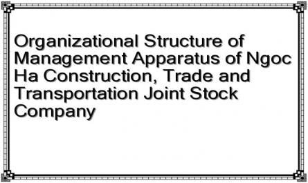 Organizational Structure of Management Apparatus of Ngoc Ha Construction, Trade and Transportation Joint Stock Company