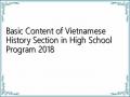 Basic Content of Vietnamese History Section in High School Program 2018