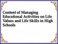 Content of Managing Educational Activities on Life Values ​​and Life Skills in High Schools