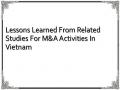 Lessons Learned From Related Studies For M&A Activities In Vietnam