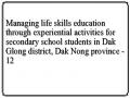 Managing life skills education through experiential activities for secondary school students in Dak Glong district, Dak Nong province - 12