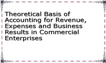 Theoretical Basis of Accounting for Revenue, Expenses and Business Results in Commercial Enterprises