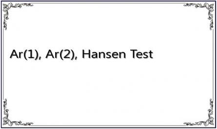 Ar(1), Ar(2), Hansen Test