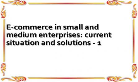 E-commerce in small and medium enterprises: current situation and solutions - 1