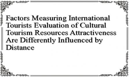 Factors Measuring International Tourists Evaluation of Cultural Tourism Resources Attractiveness Are Differently Influenced by Distance