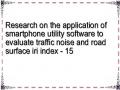 Research on the application of smartphone utility software to evaluate traffic noise and road surface iri index - 15