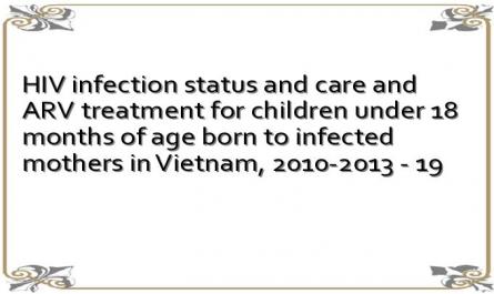 HIV infection status and care and ARV treatment for children under 18 months of age born to infected mothers in Vietnam, 2010-2013 - 19