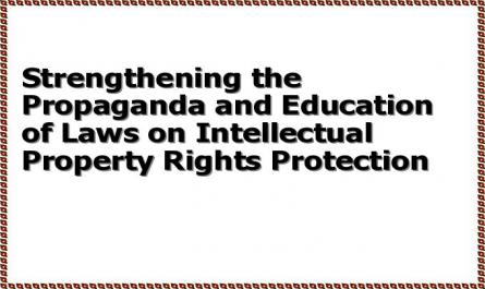 Strengthening the Propaganda and Education of Laws on Intellectual Property Rights Protection