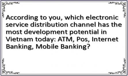 According to you, which electronic service distribution channel has the most development potential in Vietnam today: ATM, Pos, Internet Banking, Mobile Banking?
