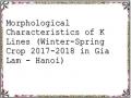 Morphological Characteristics of K Lines (Winter-Spring Crop 2017-2018 in Gia Lam - Hanoi)