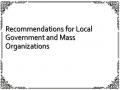 Recommendations for Local Government and Mass Organizations