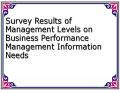 Survey Results of Management Levels on Business Performance Management Information Needs