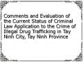 Comments and Evaluation of the Current Status of Criminal Law Application to the Crime of Illegal Drug Trafficking in Tay Ninh City, Tay Ninh Province
