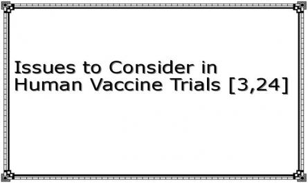 Issues to Consider in Human Vaccine Trials [3,24]