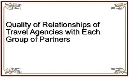 Quality of Relationships of Travel Agencies with Each Group of Partners