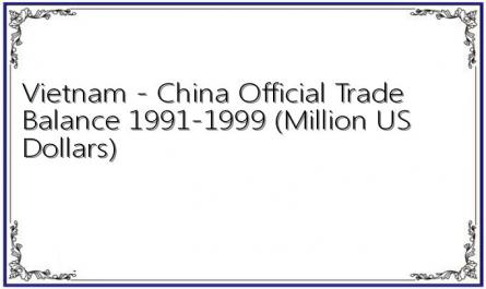 Vietnam - China Official Trade Balance 1991-1999 (Million US Dollars)