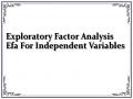 Exploratory Factor Analysis Efa For Independent Variables