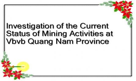 Investigation of the Current Status of Mining Activities at Vbvb Quang Nam Province