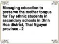 Managing education to preserve the mother tongue for Tay ethnic students in secondary schools in Dinh Hoa district, Thai Nguyen province - 2