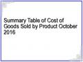 Summary Table of Cost of Goods Sold by Product October 2016