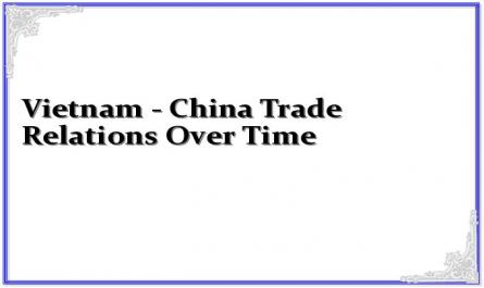 Vietnam - China Trade Relations Over Time
