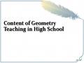 Content of Geometry Teaching in High School