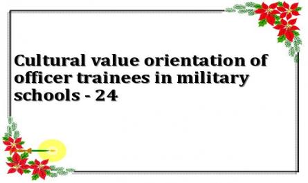 Cultural value orientation of officer trainees in military schools - 24