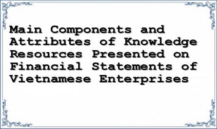 Main Components and Attributes of Knowledge Resources Presented on Financial Statements of Vietnamese Enterprises