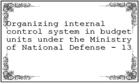Organizing internal control system in budget units under the Ministry of National Defense - 13