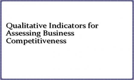 Qualitative Indicators for Assessing Business Competitiveness