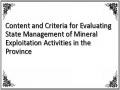 Content and Criteria for Evaluating State Management of Mineral Exploitation Activities in the Province