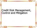 Credit Risk Management, Control and Mitigation