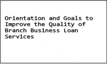 Orientation and Goals to Improve the Quality of Branch Business Loan Services