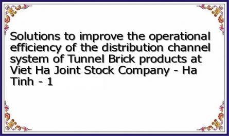 Solutions to improve the operational efficiency of the distribution channel system of Tunnel Brick products at Viet Ha Joint Stock Company - Ha Tinh - 1