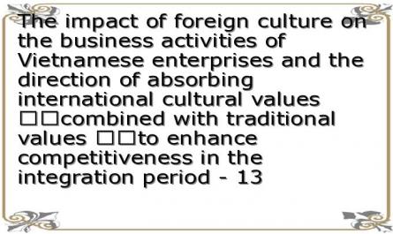 The impact of foreign culture on the business activities of Vietnamese enterprises and the direction of absorbing international cultural values ​​combined with traditional values ​​to enhance competitiveness in the integration period - 13