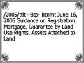 /2005/ttlt –Btp- Btnmt June 16, 2005 Guidance on Registration, Mortgage, Guarantee by Land Use Rights, Assets Attached to Land