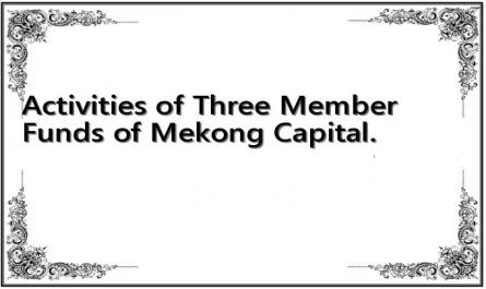 Activities of Three Member Funds of Mekong Capital.