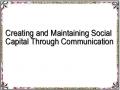 Creating and Maintaining Social Capital Through Communication