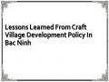 Lessons Learned From Craft Village Development Policy In Bac Ninh