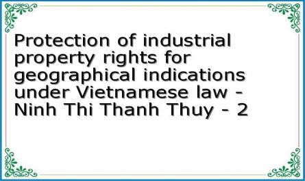 Protection of industrial property rights for geographical indications under Vietnamese law - Ninh Thi Thanh Thuy - 2