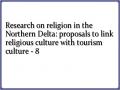 Research on religion in the Northern Delta: proposals to link religious culture with tourism culture - 8